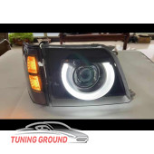 Фары тюнинг черные стиль Range Rover LED на Prado 90/95